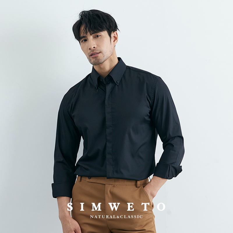SIMWETO优雅绅士衬衣纯色