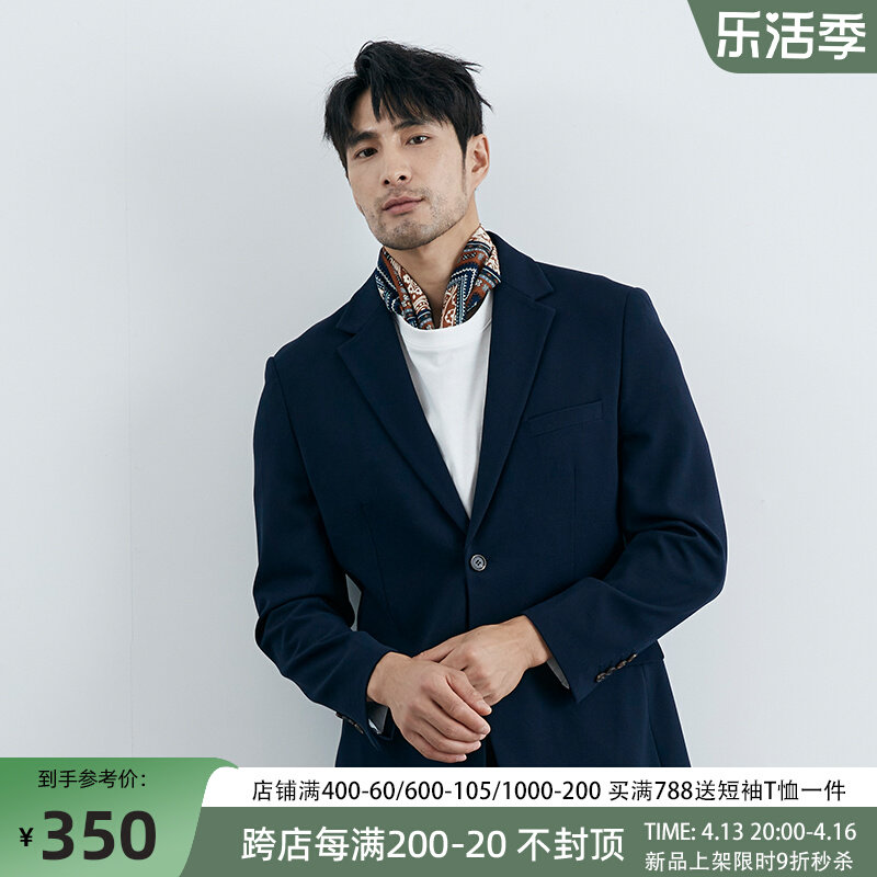 新品 高级肌理条纹设计 男士休闲两粒单排扣西装上衣黑色西服套装