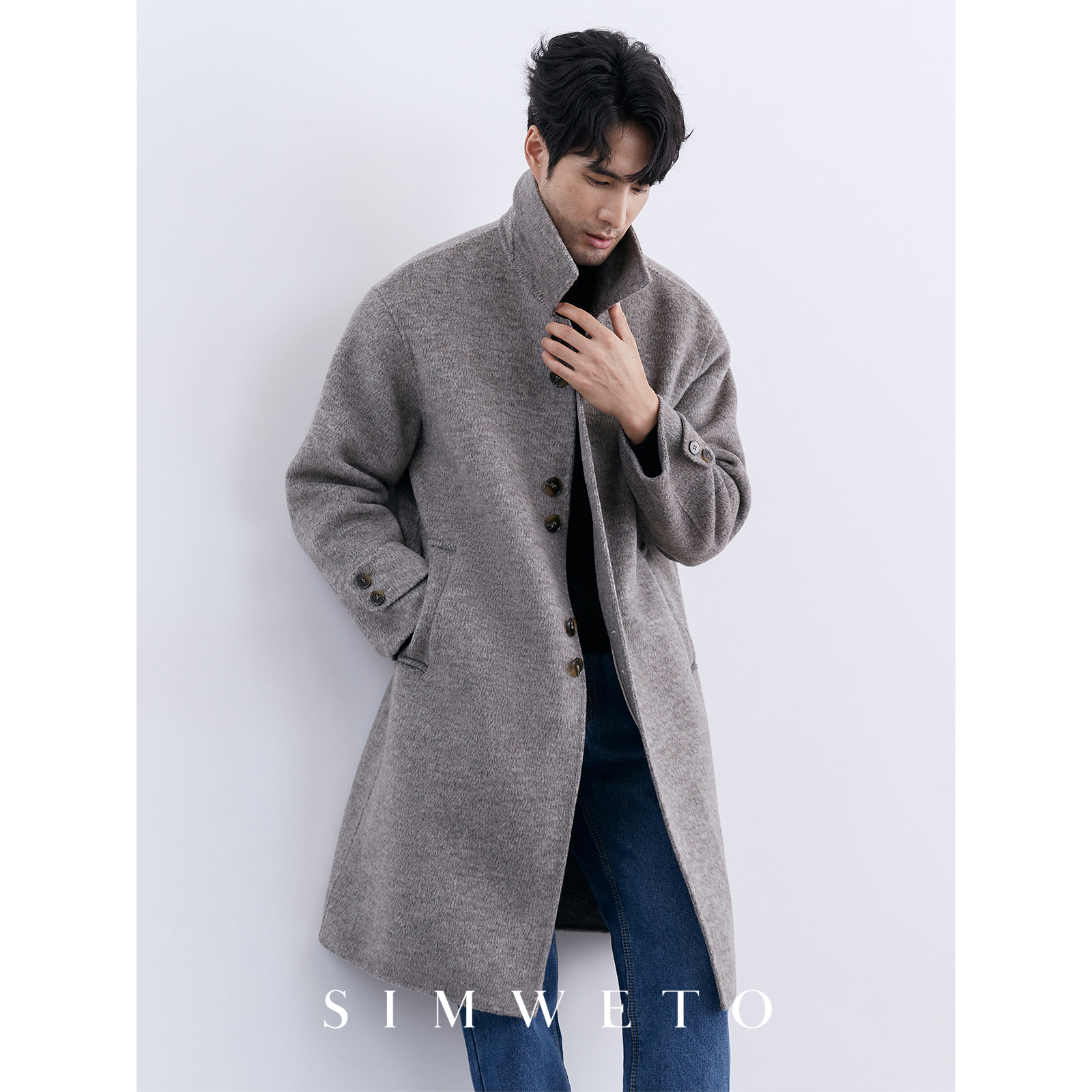 绵羊毛毛呢中长款加厚大衣