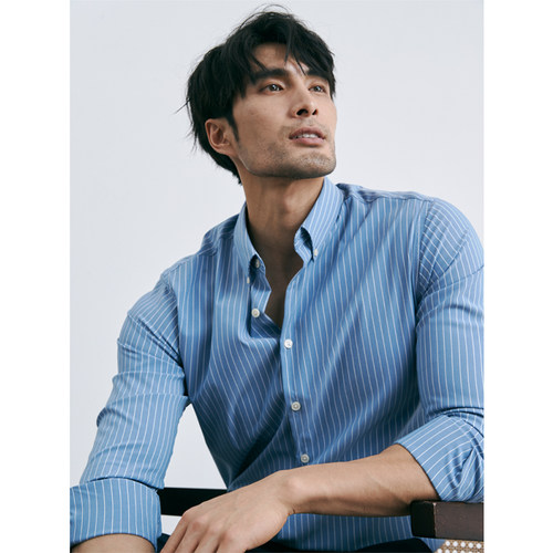 商务高级感条纹蓝色衬衫