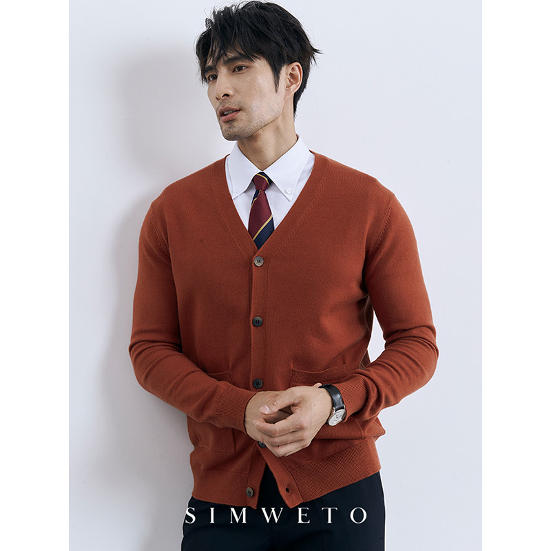 莫代尔针织开衫男士保暖毛衣