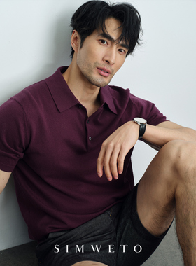 【100%棉】优雅老钱风 14针紫色polo衫男士休闲商务短袖纯棉T恤