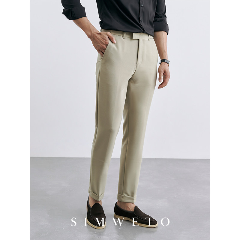 透气免烫商务休闲裤男