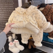 特厚婴儿棉衣套装 1岁2幼儿童棉服秋冬 加厚保暖夹棉女宝宝棉袄棉裤