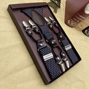 老人裤 带胖人弹力复古黑色西裤 带吊带 英伦背带夹六夹强力吊裤 男士