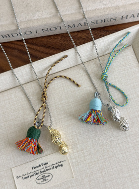 网红博主同款花生流苏项链小众设计感百搭长款毛衣链简约ins配饰