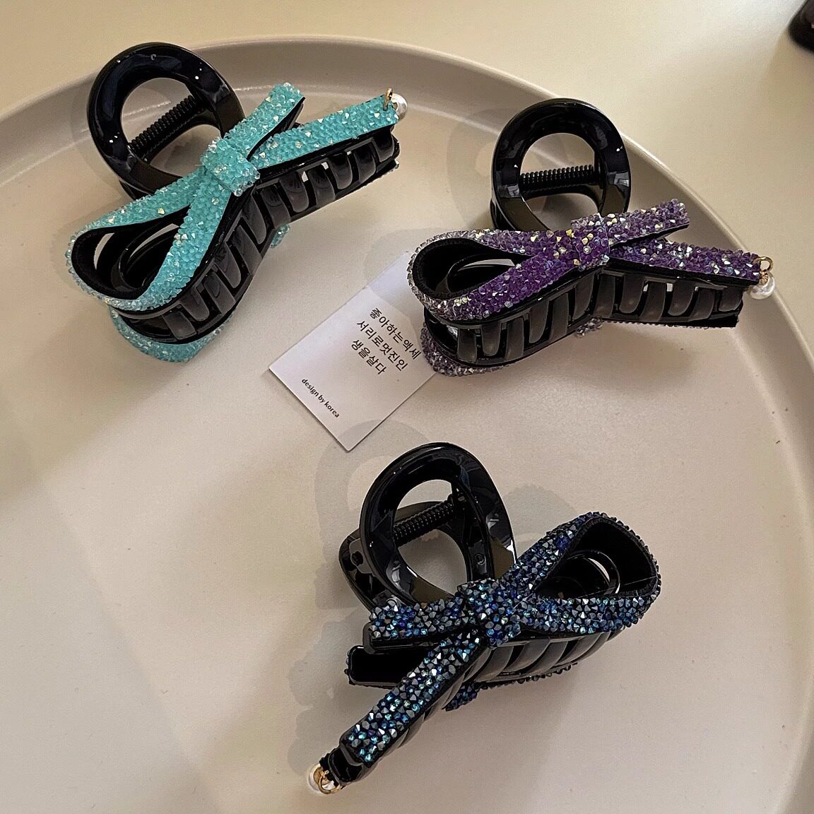 砂糖系列水钻蝴蝶结抓夹女气质碎钻马尾夹女后脑勺盘发鲨鱼夹发夹