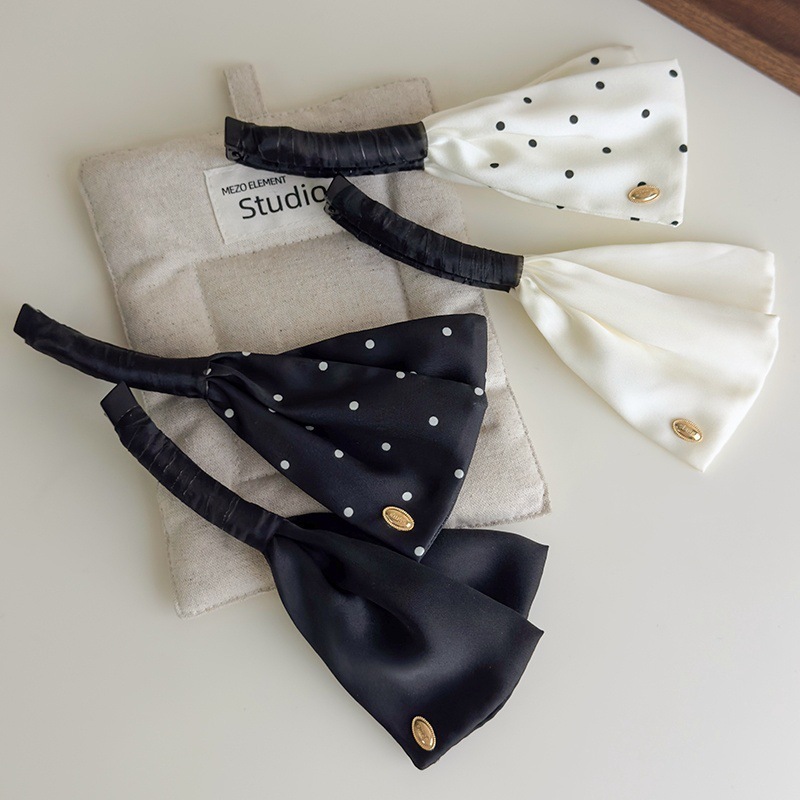 韩版高级感缎面波点翅膀香蕉夹女后脑勺扎高马尾扭夹可调节发夹新