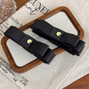 缎面香蕉夹时尚日杂古早风黑色绝美复古少女蝴蝶结圆片香蕉抓夹女