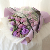 郁金香玫瑰桔梗组合鲜花花束精包装 全国配送节日生日送女友送闺蜜