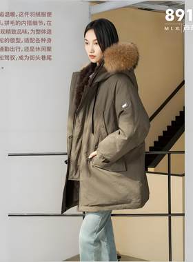 翻新定制九成品羽绒服女中长款斗篷款新中式派克服宽松加厚半成品