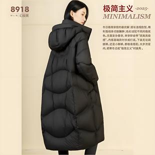 翻新加工定制羽绒服九成品女长款棉被过膝面包服宽松加厚半成品