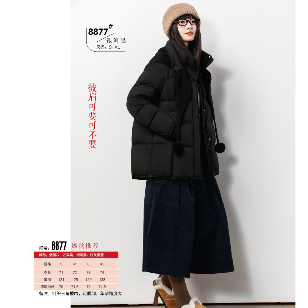 羽绒翻新加工定制羽绒服九成品时尚女短款面包服宽松加厚半成品