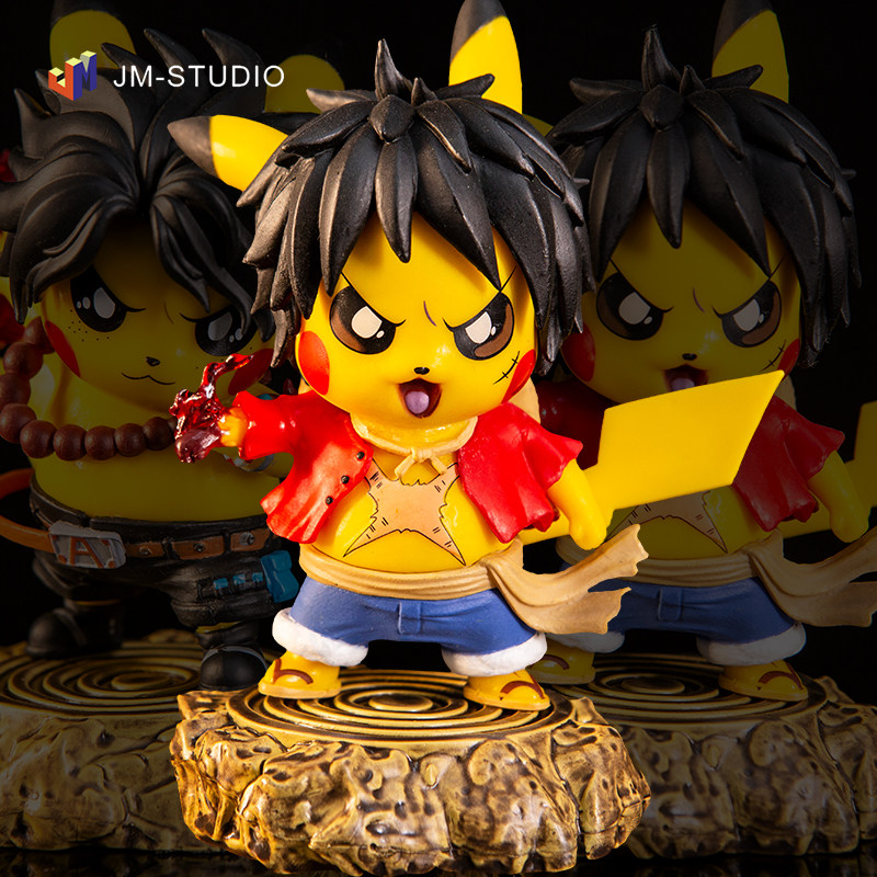 宠物小精灵系列gk 皮卡丘cos海贼王路飞 艾斯q版手办桌面模型摆件