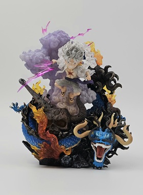 海贼王GK系列 ThreeL 鬼岛篇 尼卡路飞VS兽化龙凯多 手办模型摆件