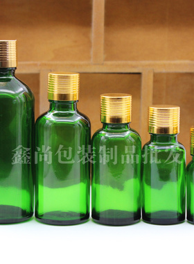 绿色玻璃精油香薰调配分装空瓶金纹5ml10ml15ml20ml30ml50ml100ml
