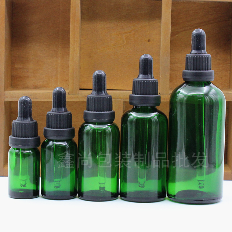 绿色玻璃精油分装空瓶黑大头圈