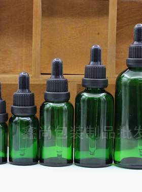 绿色玻璃精油分装空瓶黑大头圈黑胶5ml10ml15ml20ml30ml50ml100ml