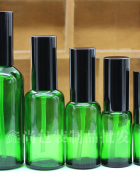 绿色玻璃精油香薰调配分装空瓶黑喷雾5ml10ml15ml20ml30ml50ml100