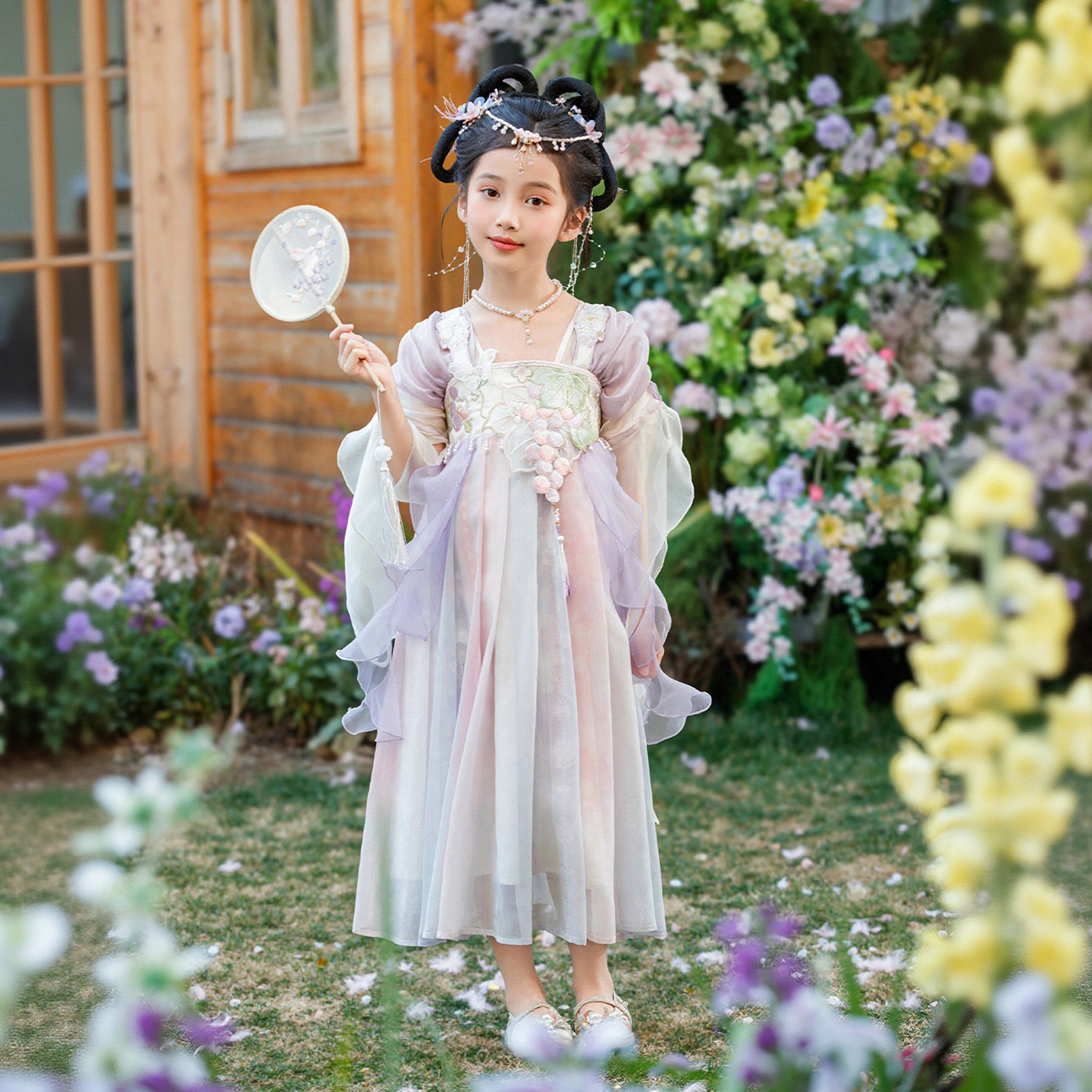 DoreB夏季薄款女童国风连衣裙图片