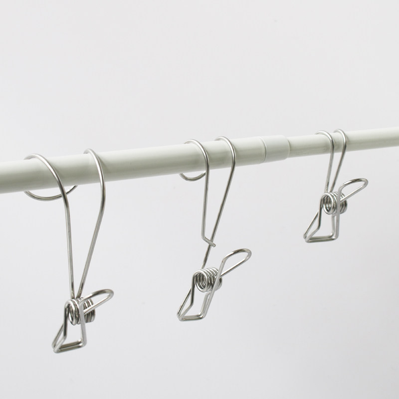 出口日本不锈钢带挂钩夹子厨房浴室收纳夹子防风晾晒夹大小长尾夹,收纳整理,夹子/收纳夹子,淘宝优惠券,粉丝福利购,淘宝优惠卷