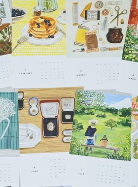 2026年简单而理想的生活日历新年挂历北欧插画文艺装饰画单页月历