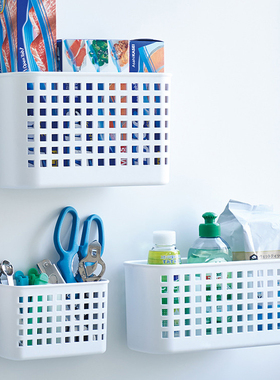 日本进口ISETO白色洗衣机冰箱磁吸收纳盒免打孔壁挂置物架整理盒