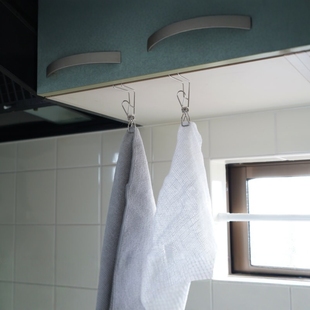 不锈钢收纳夹子吊柜柜门挂钩厨房手套收纳夹抹布海绵擦夹隔板挂架