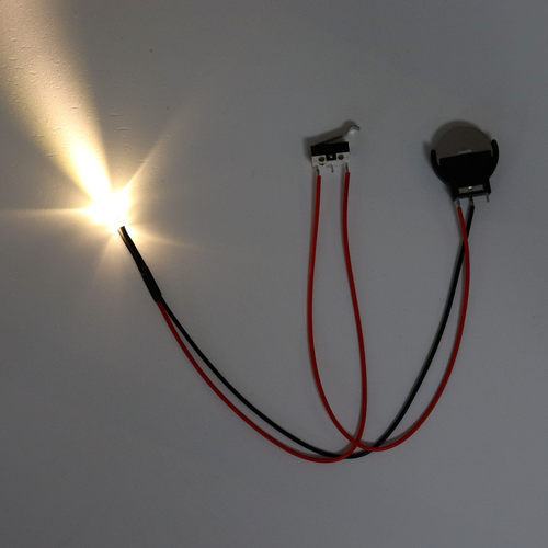 3V带线发光管 5mm灯珠带开关电池盒LED发光二极管手工diy装饰小灯