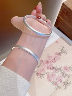 水贝纯银9999古法传承手镯女实心泥鳅背开口银手镯6mm时尚 送礼