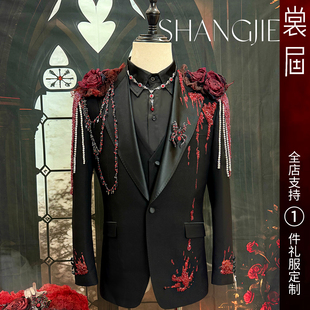 原创高级感外套主播新款 男团西服装 订定制 岩浆玫瑰 裳届Design