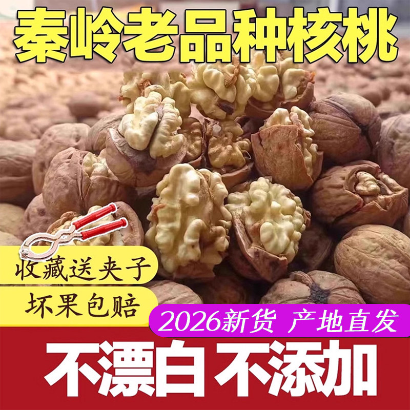 陕西秦岭老品种核桃野生厚皮老树干核桃纯天然无漂白自然晒干新货