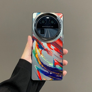 油画泼墨适用oppofindx8手机壳x7ultra保护套findx6彩银imd硅胶x6pro超薄findx5全包x5pro防摔男新款创意卡通