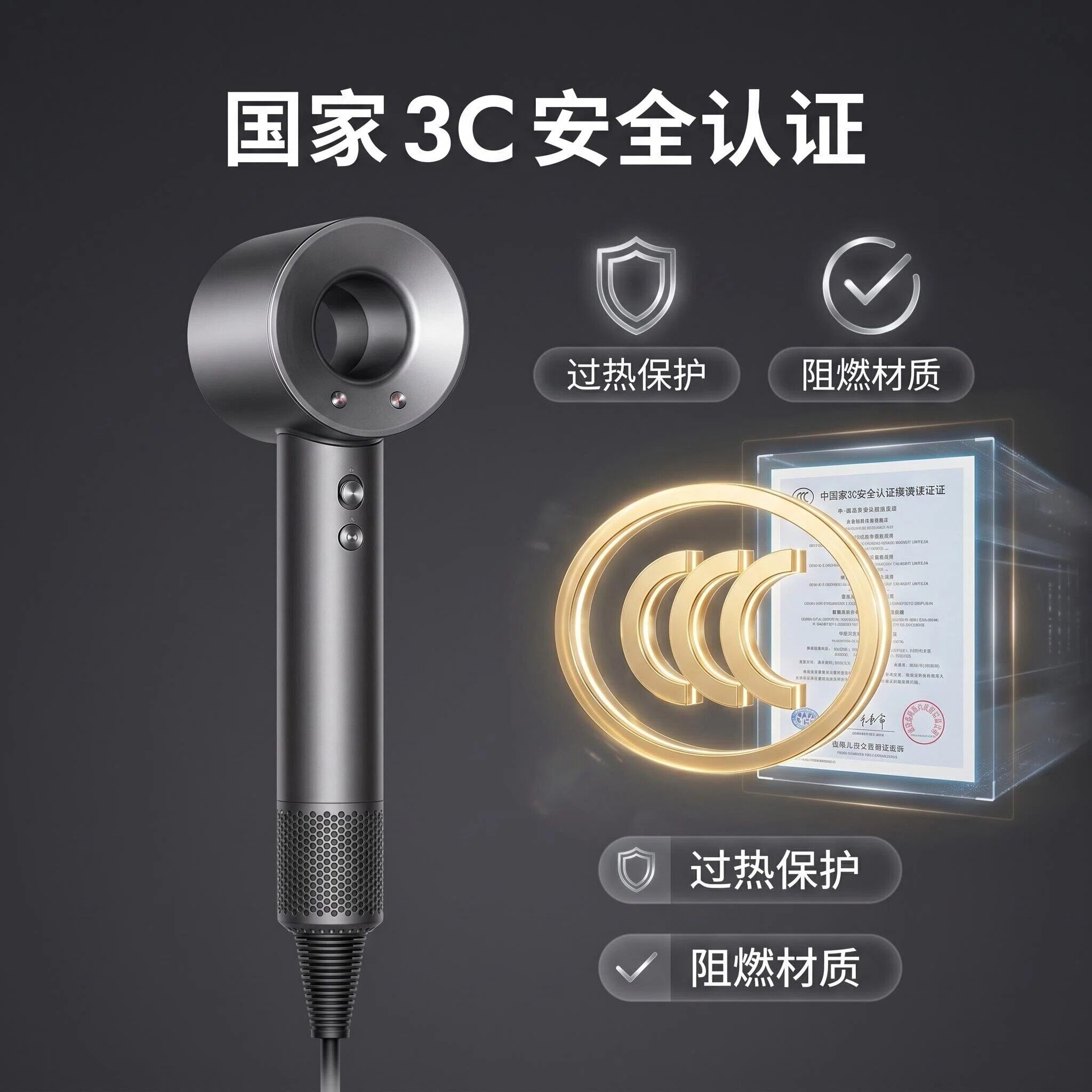 【3C认证】华强北电吹风机家用大风力吹头发负离子护发速干风筒