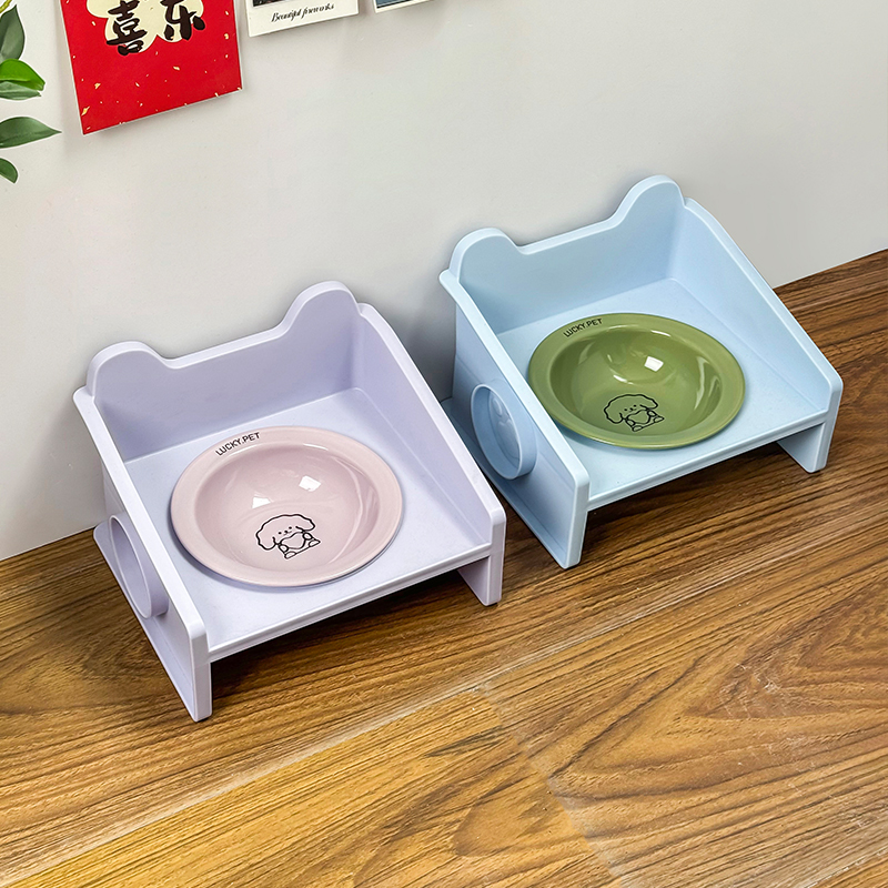 MiaPet爱心狗飞碟碗带防漏碗架