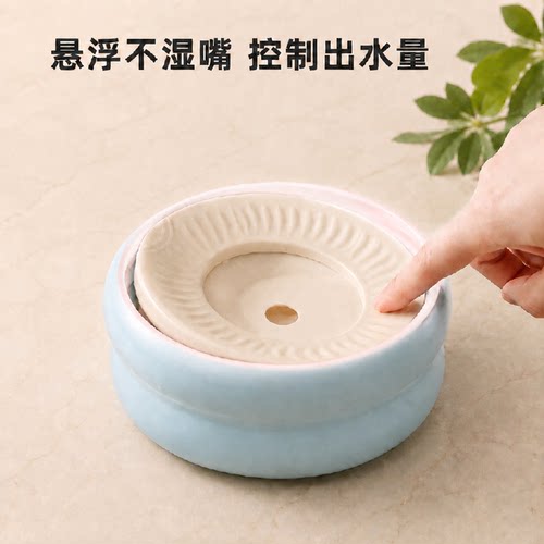 陶瓷宠物碗狗狗水碗不易湿嘴喝水盆防打翻漂浮饮水器机碗悬浮水碗