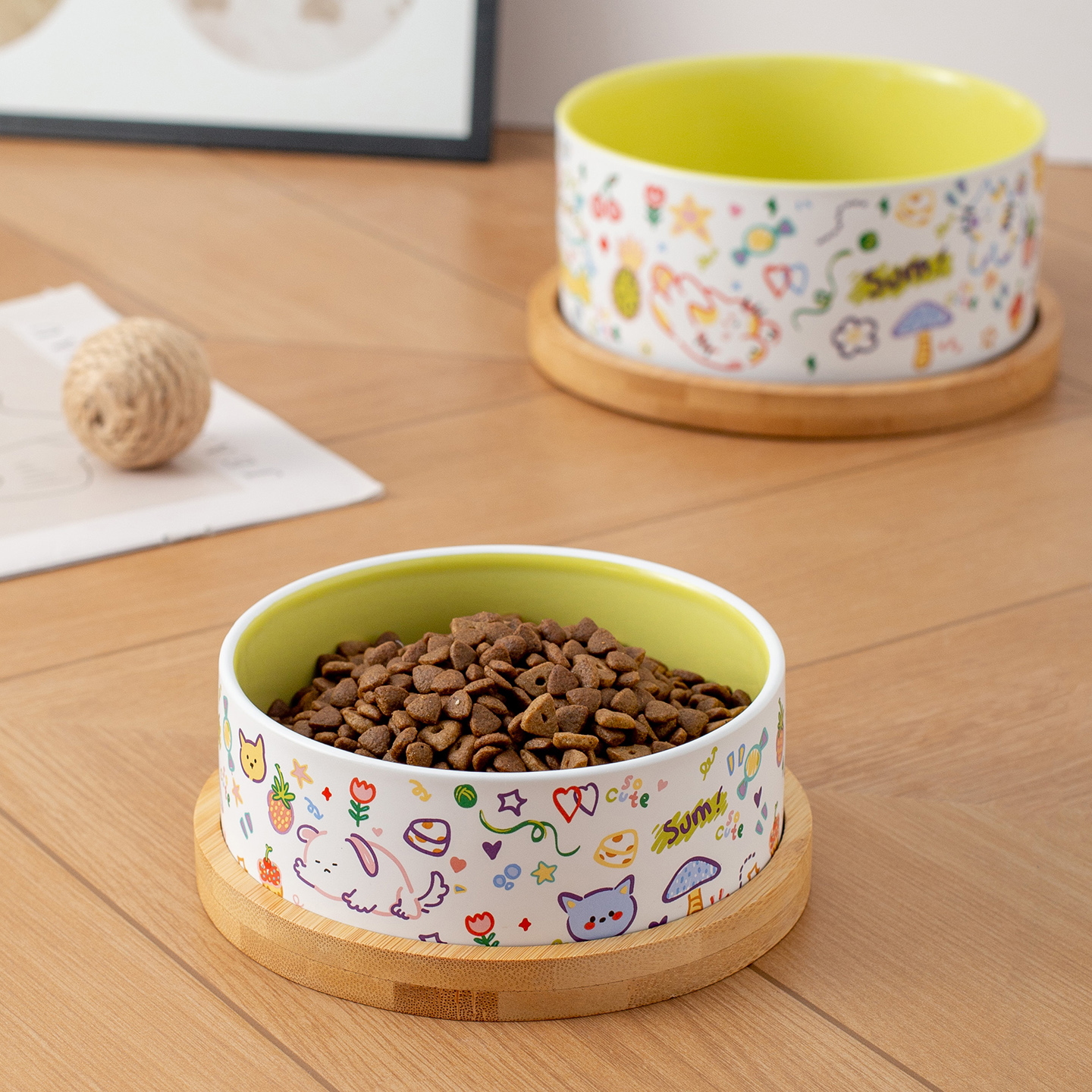 Miapet宠物碗涂鸦拼色猫狗通用