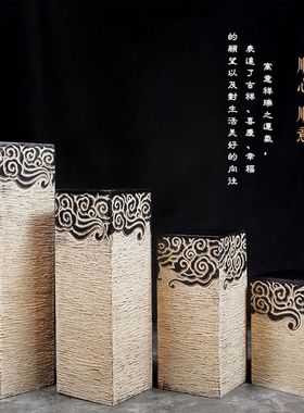 禅意祥云柱摆件仿古落地栓马柱