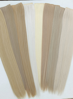 米白色长直发假发片一片式无痕接发金色片发浅色金发 blonde hair