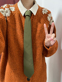 MIMI复古深棕色领带女手打款 军绿学生休闲百搭学院风搭配衬衫 拍照