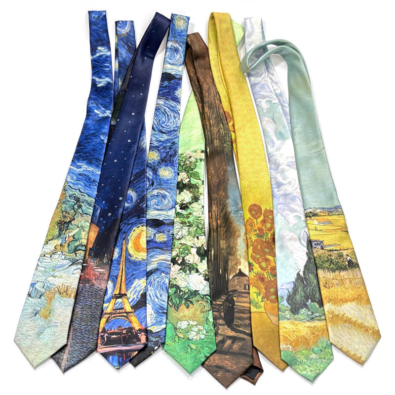 买二送一复古油画风领带学生女手打艺术生抽象文艺梵高星空向日葵,服饰配件/皮带/帽子/围巾,领带,淘宝优惠券,粉丝福利购,淘宝优惠卷