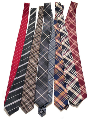 买二送一MIMI领带女款手打美拉德棕咖黑白百搭条纹格子学生拍照红