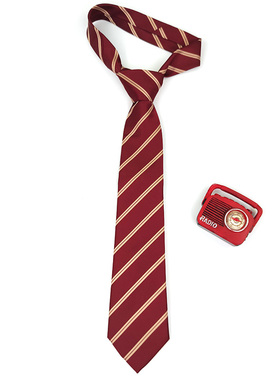 美式街头复古红色赤金条纹手打领带女宽基础百搭学生拍照休闲搭配