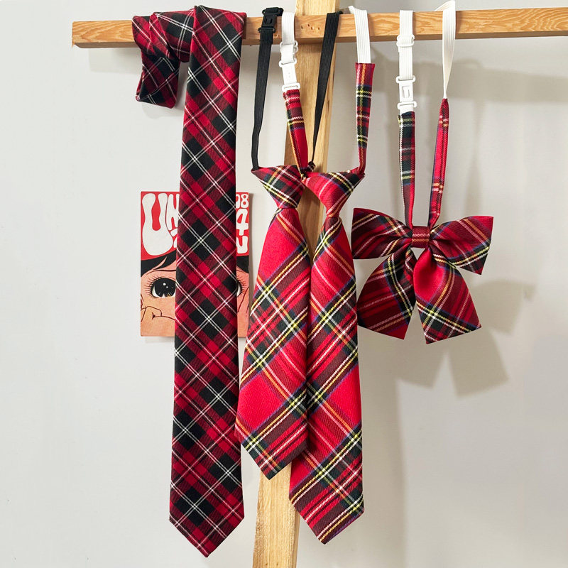 买二送一节日绿红色格子领带女免打学生装饰毕业照领结摇滚手打潮,服饰配件/皮带/帽子/围巾,领带,淘宝优惠券,粉丝福利购,淘宝优惠卷