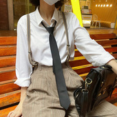 6cm学生手打装 买二送一 免打拉链黑色领带女窄版 饰百搭帅气炸街酷