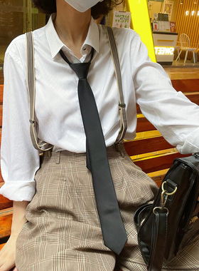 买二送一 免打拉链黑色领带女窄版6cm学生手打装饰百搭帅气炸街酷