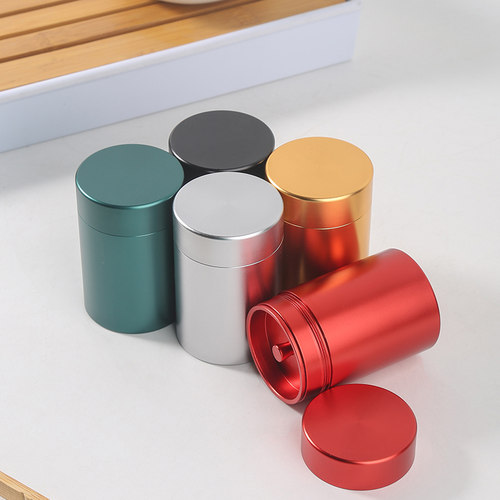 金属龙泉欧式纯色双层盖茶叶罐