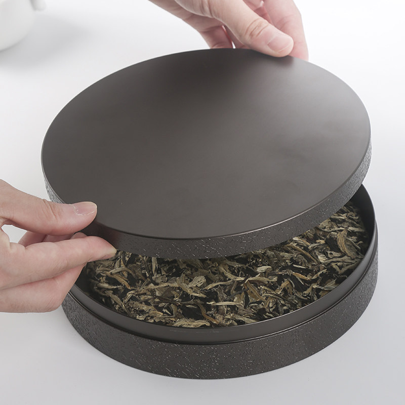 大号锤纹铝合金属白茶普洱茶饼罐高档茶具茶道定制茶叶收纳盒铜罐