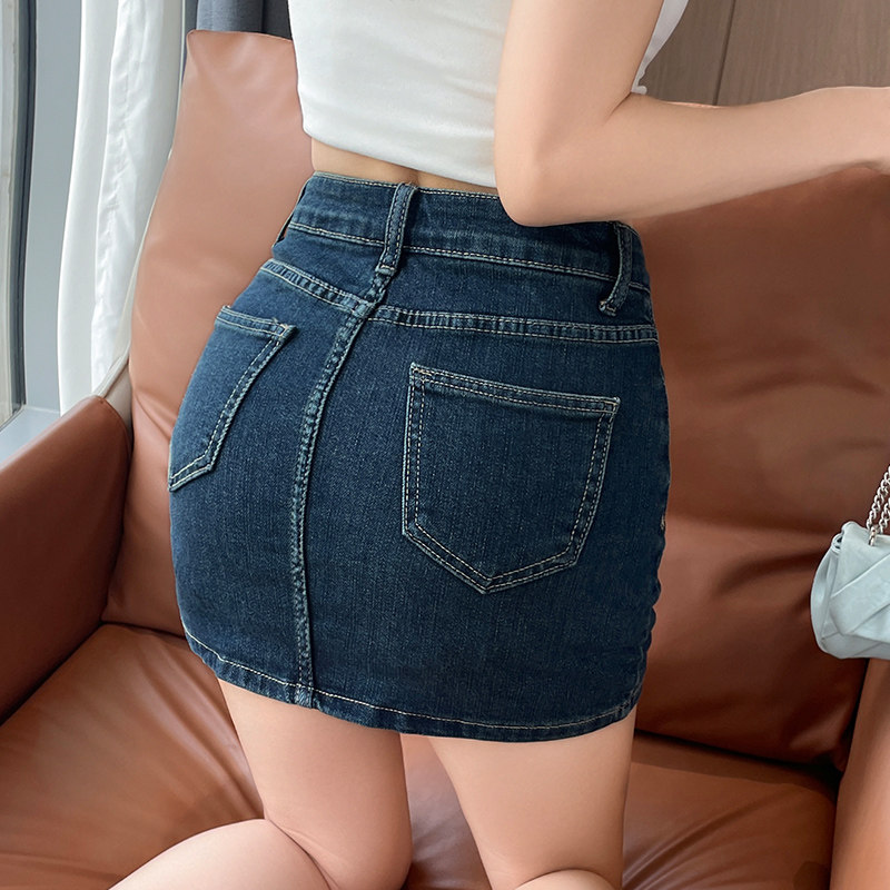 紧身包臀牛仔短裙女2026夏季丰胯提臀防走光辣妹弹力a字半身裙子