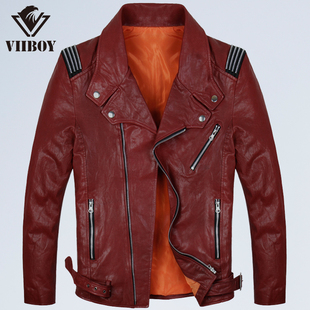 时尚 斜拉链皮衣男真皮短款 山羊皮机车皮衣夹克男士 韩版 外套潮 修身
